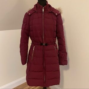 GORGEOUS KATE SPADE BURGUNDY WINTER LONG COAT LARGE MINT COND PUFFER JACKET